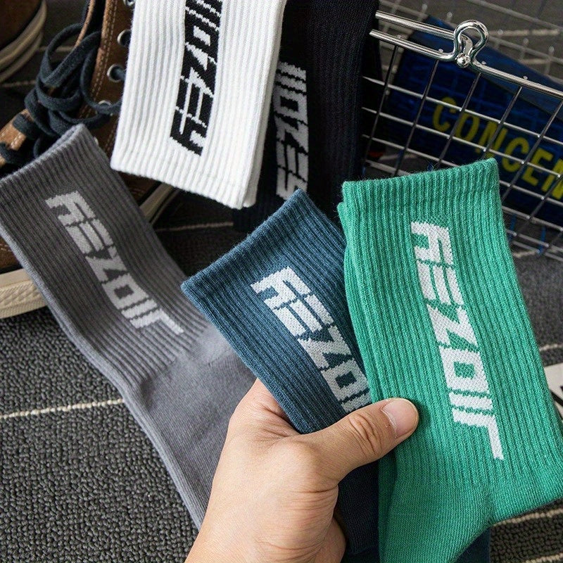 Men's Novelty Letter Crew Socks Breathable Comfy Casual Unisex Socks