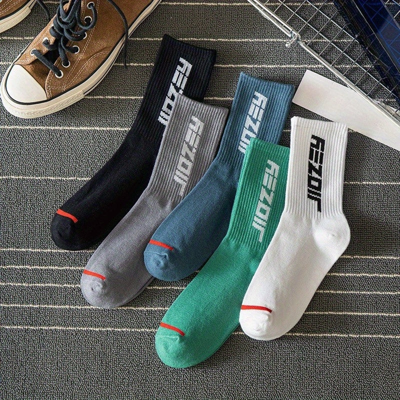 Men's Novelty Letter Crew Socks Breathable Comfy Casual Unisex Socks