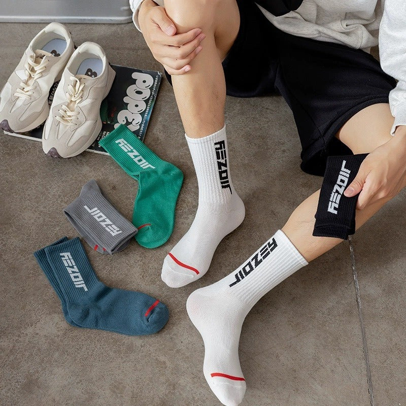 Men's Novelty Letter Crew Socks Breathable Comfy Casual Unisex Socks
