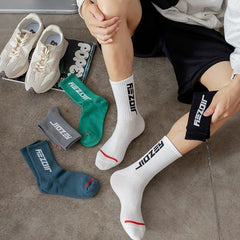 Men's Novelty Letter Crew Socks Breathable Comfy Casual Unisex Socks