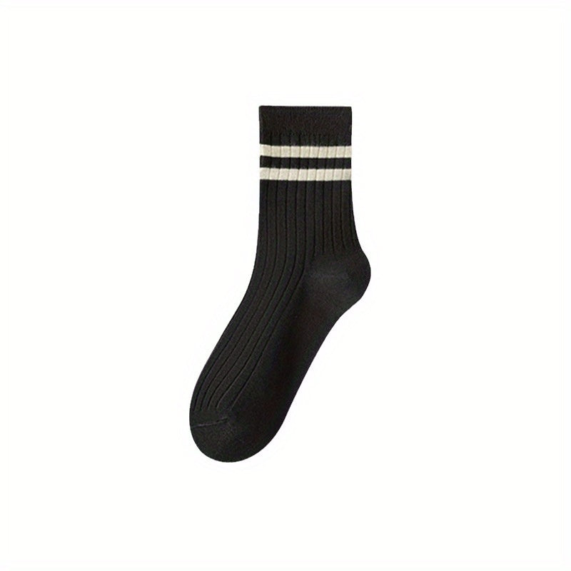 Men's Striped Crew Socks Breathable Comfy Casual Unisex Socks