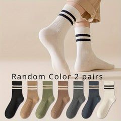 Men's Striped Crew Socks Breathable Comfy Casual Unisex Socks