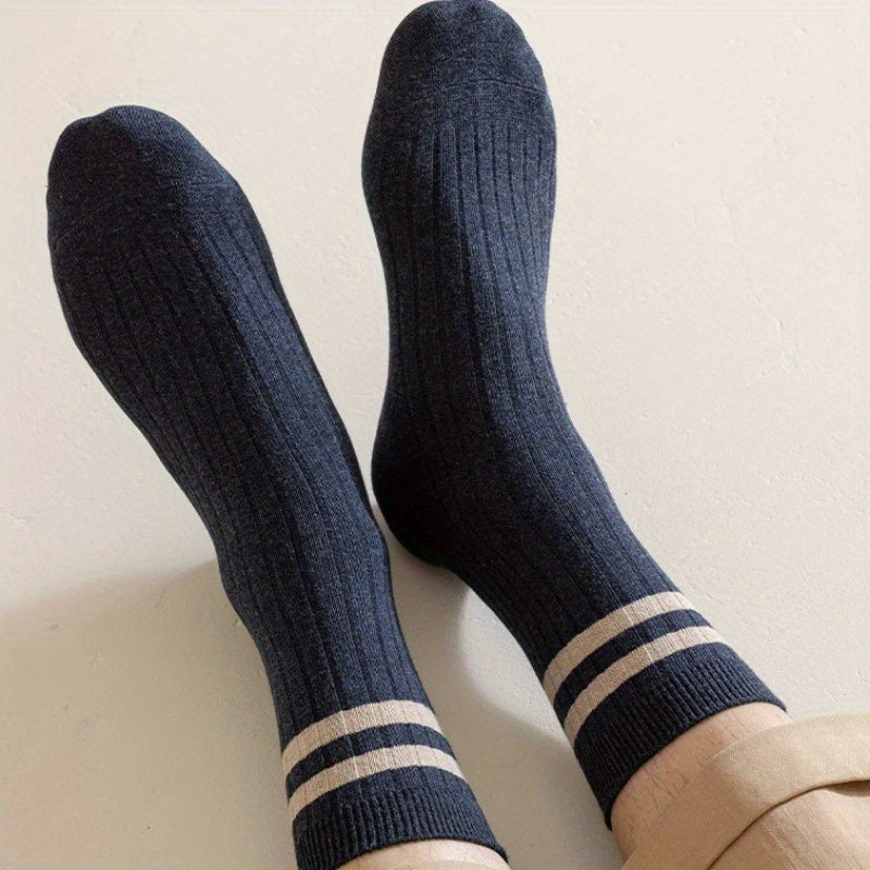 Men's Striped Crew Socks Breathable Comfy Casual Unisex Socks
