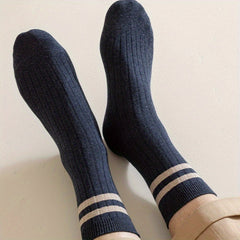Men's Striped Crew Socks Breathable Comfy Casual Unisex Socks