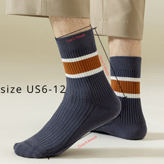 Men's Block Crew Socks Breathable Comfy Casual Unisex Socks - Pack of 5