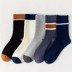 Men's Block Crew Socks Breathable Casual Unisex Socks