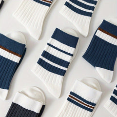 Men's Block Crew Socks Breathable Comfy Casual Unisex Socks