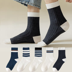 Men's Block Crew Socks Breathable Comfy Casual Unisex Socks