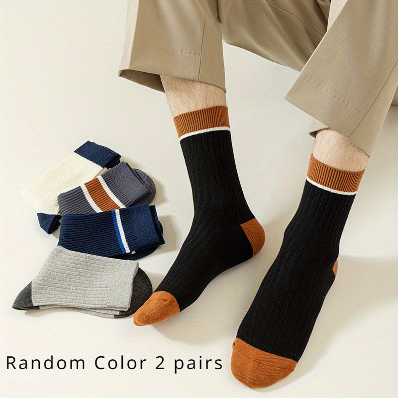 Men's Block Crew Socks Breathable Casual Unisex Socks