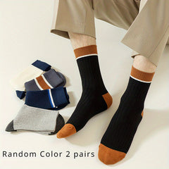 Men's Block Crew Socks Breathable Casual Unisex Socks