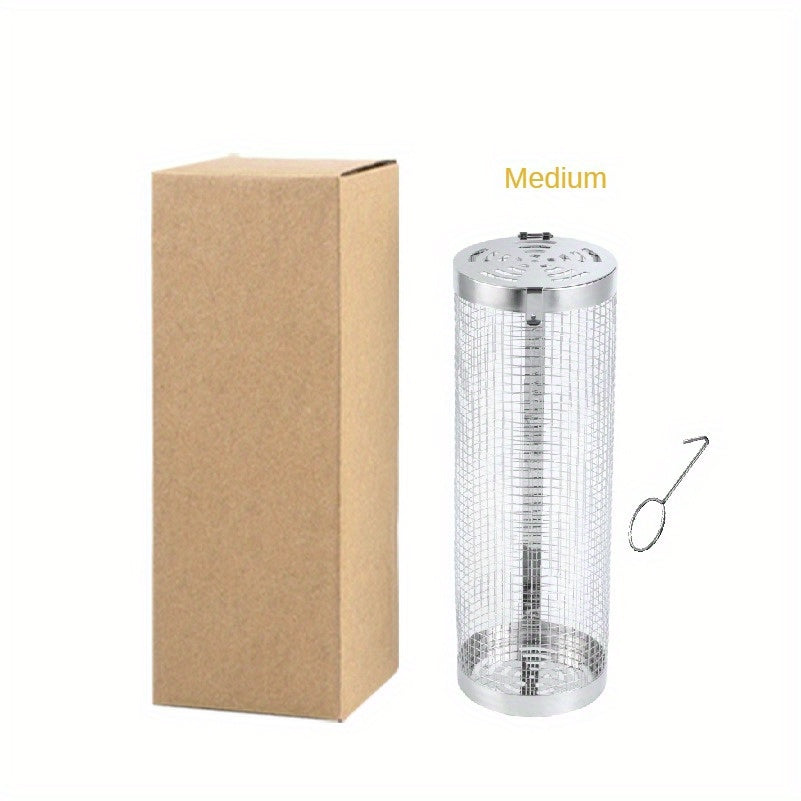 304 Stainless Steel Outdoor BBQ Round Cylinder Thickened BBQ Basket