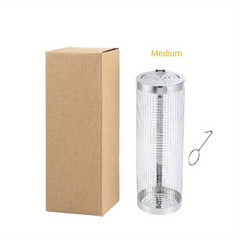 304 Stainless Steel Outdoor BBQ Round Cylinder Thickened BBQ Basket