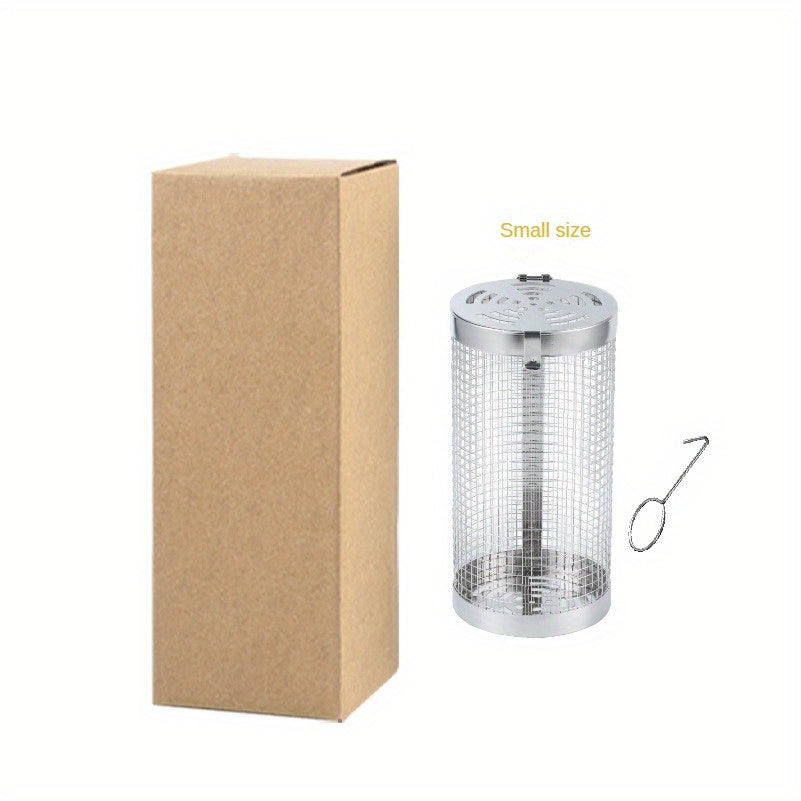 304 Stainless Steel Outdoor BBQ Round Cylinder Thickened BBQ Basket