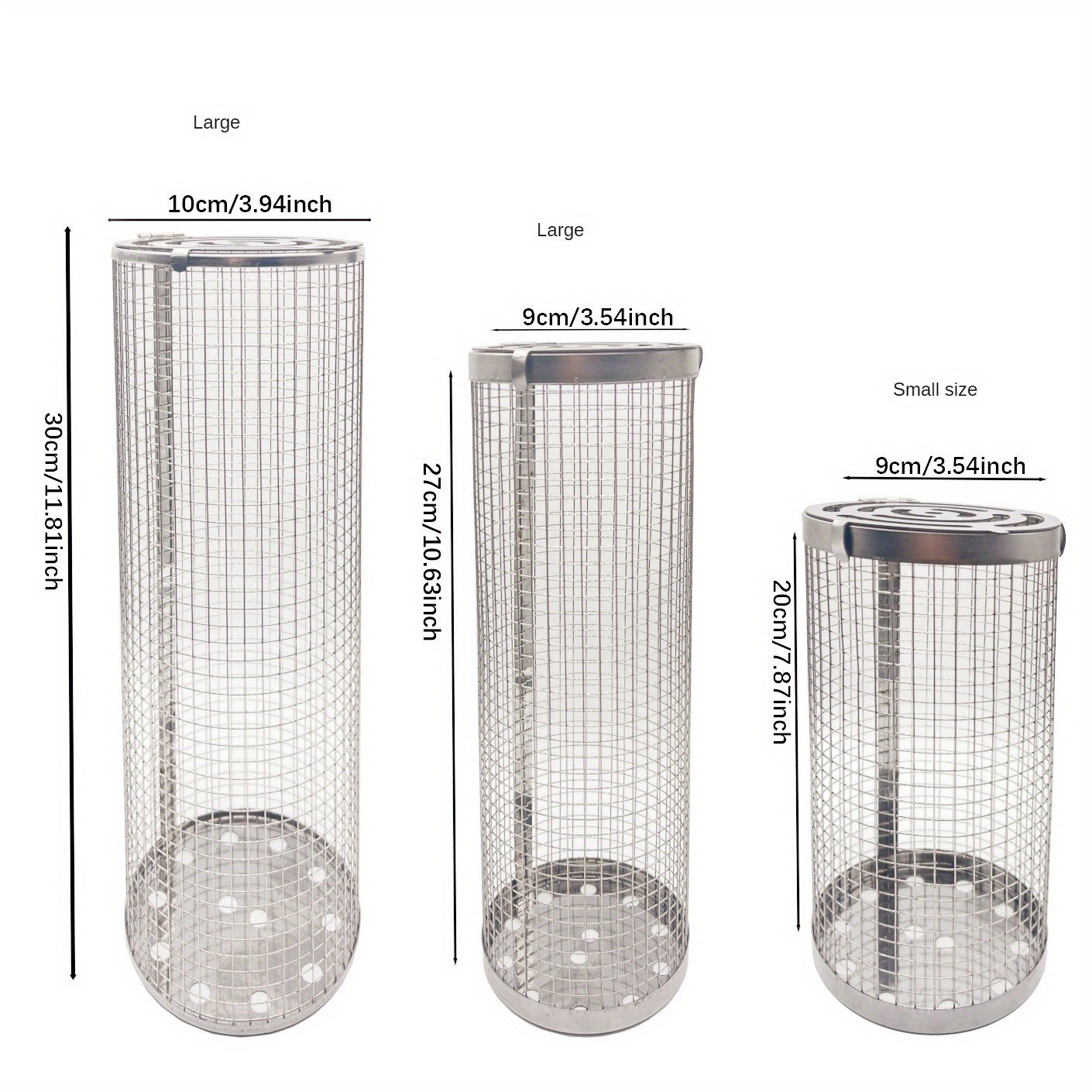 304 Stainless Steel Outdoor BBQ Round Cylinder Thickened BBQ Basket