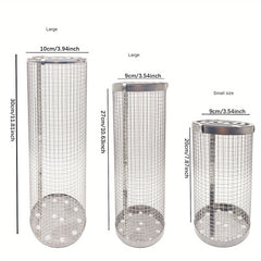 304 Stainless Steel Outdoor BBQ Round Cylinder Thickened BBQ Basket