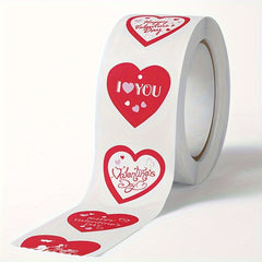 500 Red Love Birthday Thank You Seal Sticker Roll