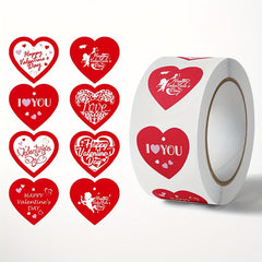 500 Red Love Birthday Thank You Seal Sticker Roll