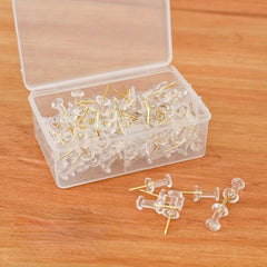 Clear Plastic Head Push Pins 100pcs for Home Office and Craft Project