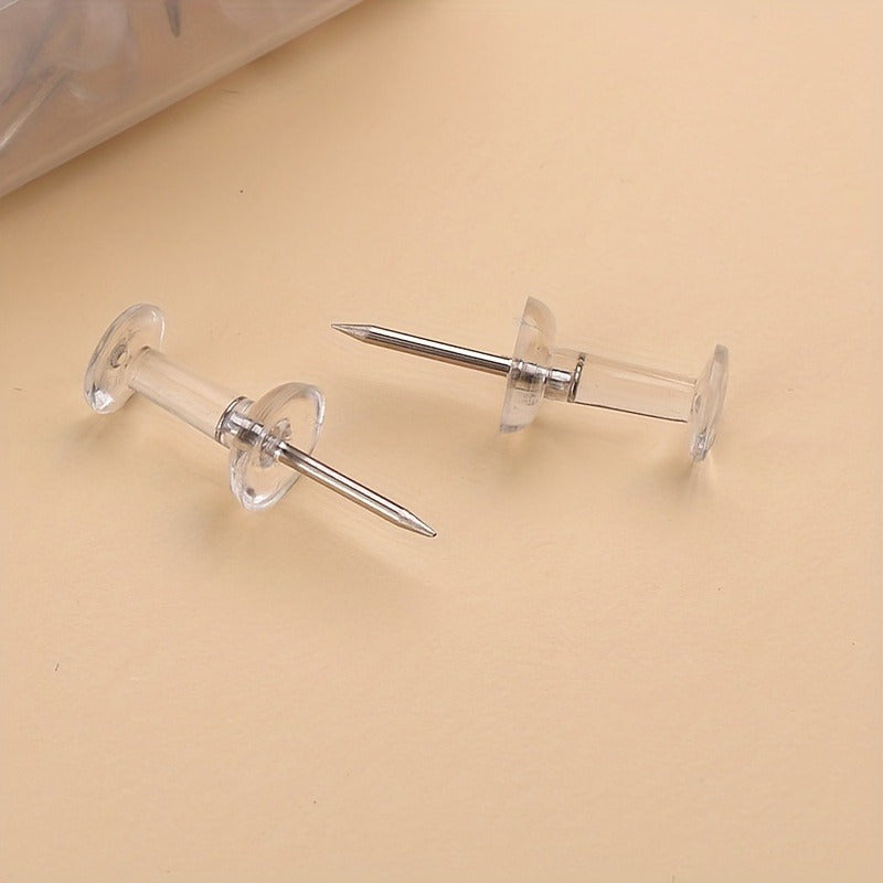 Clear Plastic Head Push Pins 100pcs for Home Office and Craft Project