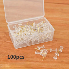 Clear Plastic Head Push Pins 100pcs for Home Office and Craft Project