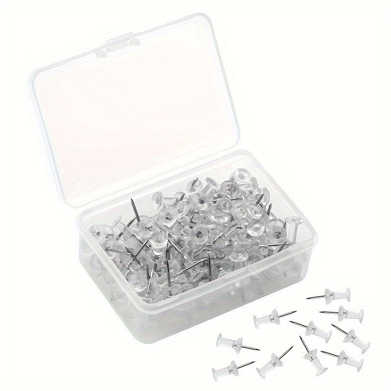 Clear Plastic Head Push Pins 100pcs for Home Office and Craft Project