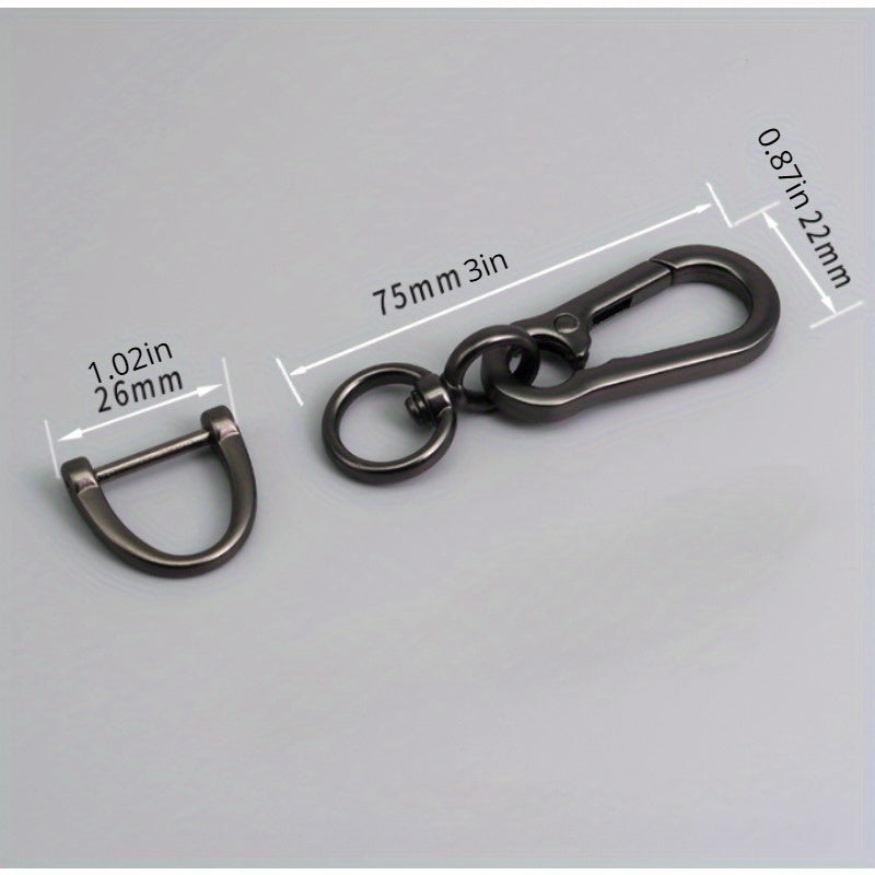 Metal Car Key Chain with Carabiner Clip D-Ring Holder