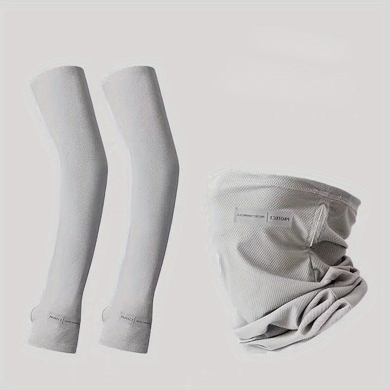 Men's Full Face Sunscreen Ice Mask+Veil Cover Gloves+Arm Guard