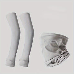 Men's Full Face Sunscreen Ice Mask+Veil Cover Gloves+Arm Guard
