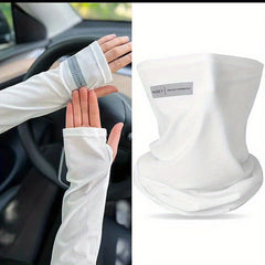 Men's Full Face Sunscreen Ice Mask+Veil Cover Gloves+Arm Guard