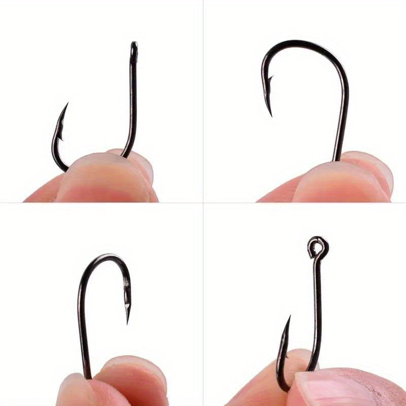 100pcs Fishing Hooks Set with Storage Box Barbed Hooks with Eye