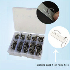 100pcs Fishing Hooks Set with Storage Box Barbed Hooks with Eye