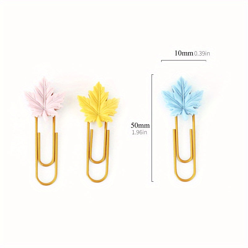 4pcs Maple Leaf Paper Clips Bag Shaping Pin Bookmark Clip