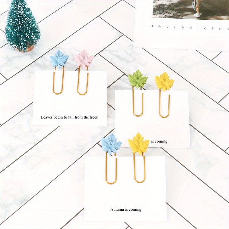 4pcs Maple Leaf Paper Clips Bag Shaping Pin Bookmark Clip