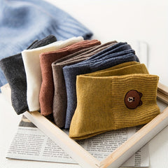5 Pairs Men's Solid Crew Socks Breathable Comfy Casual Unisex Outdoor