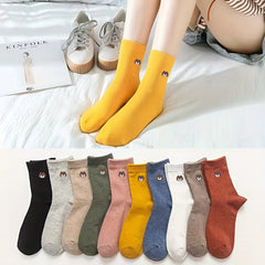 5 Pairs Men's Solid Crew Socks Breathable Comfy Casual Unisex Outdoor