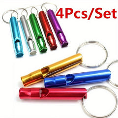 4pcs Aluminum Whistles w/ Key Ring for Outdoor Survival Emergency
