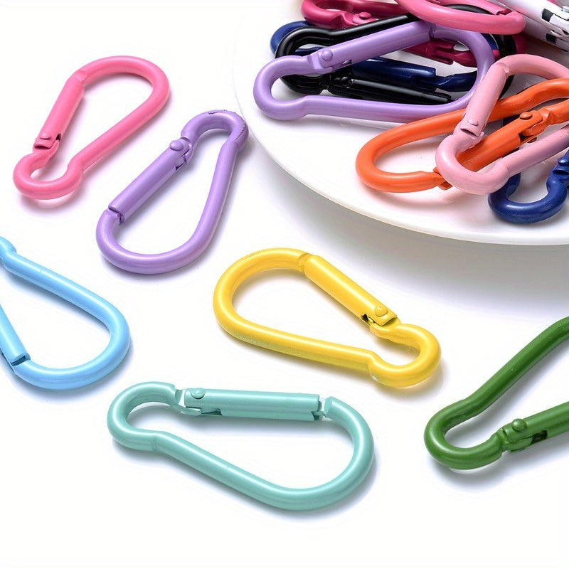 10pcs Mix Carabiner D Ring Key Chain Clip Camping Hoop Spring Gate Safety Buckle