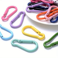 10pcs Mix Carabiner D Ring Key Chain Clip Camping Hoop Spring Gate Safety Buckle