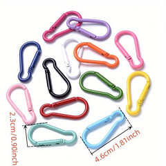 10pcs Mix Carabiner D Ring Key Chain Clip Camping Hoop Spring Gate Safety Buckle