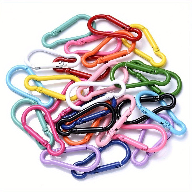 10pcs Mix Carabiner D Ring Key Chain Clip Camping Hoop Spring Gate Safety Buckle