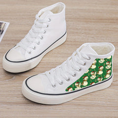 Snowman Print Plush Lined Chunky Canvas Sneakers