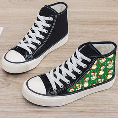 Snowman Print Plush Lined Chunky Canvas Sneakers