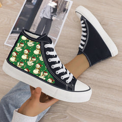 Snowman Print Plush Lined Chunky Canvas Sneakers