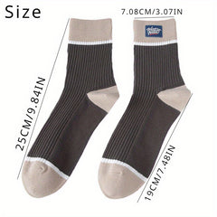 10 Pairs Men's Block Crew Socks Breathable Comfy Casual Unisex Socks
