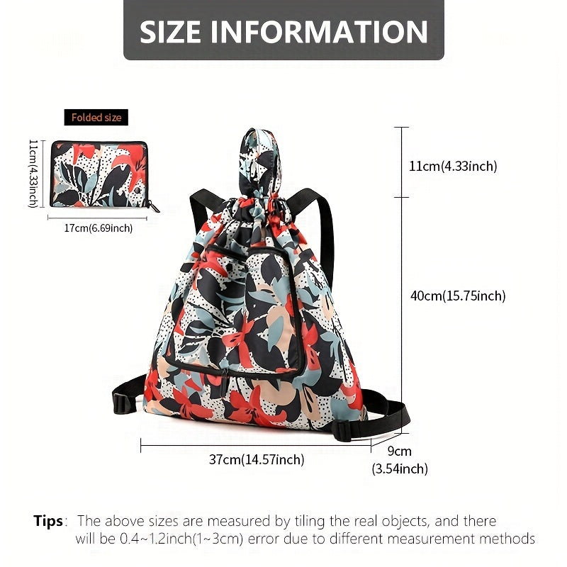 Outdoor Casual Fitness Travel Bag Lightweight Foldable Print Backpack
