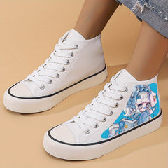 Anime Print Flat Heighten Chunky Canvas Sneakers Casual Skate Shoes