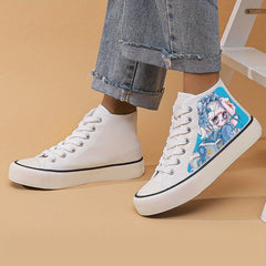 Anime Print Flat Heighten Chunky Canvas Sneakers Casual Skate Shoes