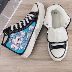 Anime Print Plush Lined Thermal Chunky Canvas Sneakers