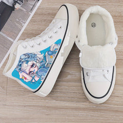 Anime Print Plush Lined Thermal Chunky Canvas Sneakers