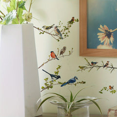 3D Branches Birds Wall Stickers Self Adhesive Removable Cabinet Decals